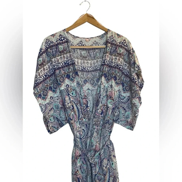 Victoria’s Secret Lightweight Navy Blue Paisley Robe With Tie & Tassels Small - Picture 2 of 9